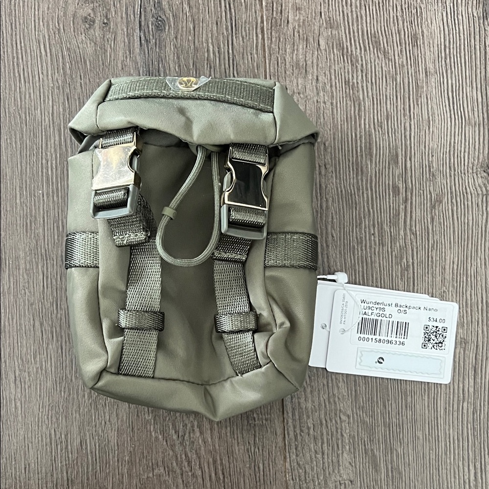 NWT Lululemon Wunderlust Backpack Nano Green with Gold Accents